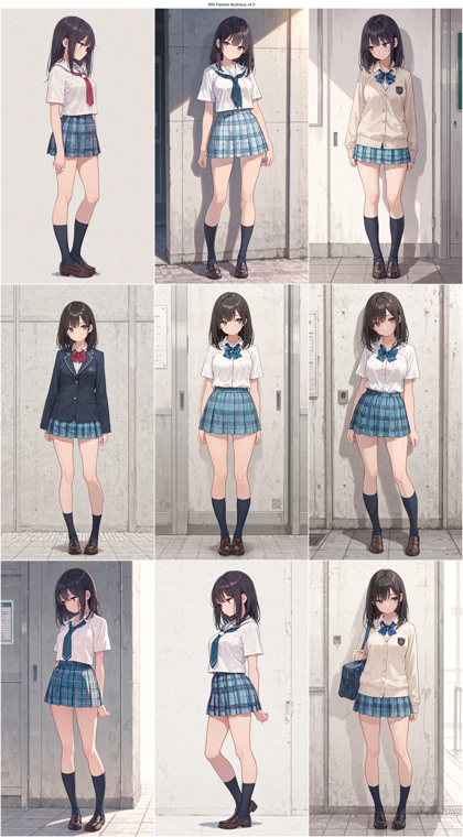 RIN Flanime Illustrious v4.0 - チェック柄のスカートを表現するプロンプト、画像生成結果:画像6