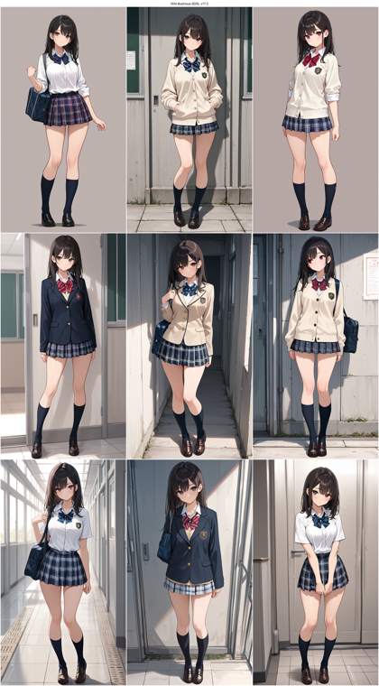 WAI-illustrious-SDXL v17.0 - チェック柄のスカートを表現するプロンプト、画像生成結果:画像1