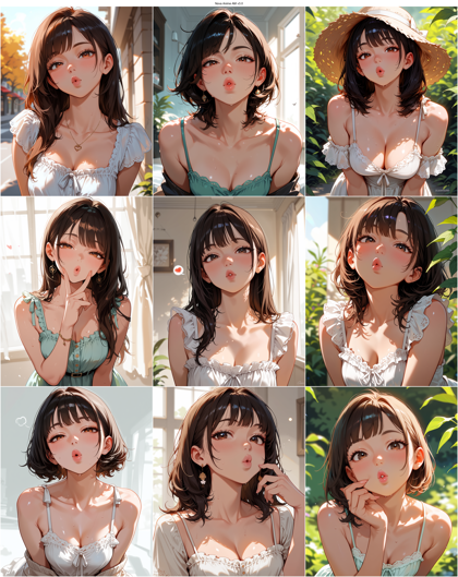 Nova Anime AM v3.0 - 口をすぼめる表情のプロンプト、画像生成結果:画像8