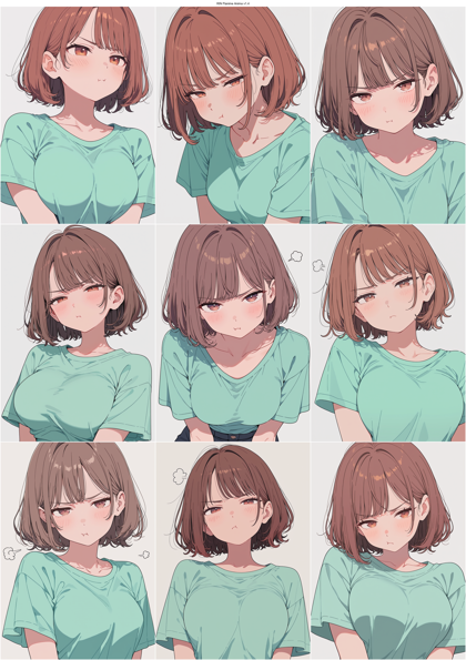 RIN Flanime Anima v1.4 - ふくれっ面、頬を膨らませた表情のプロンプト、画像生成結果:画像7