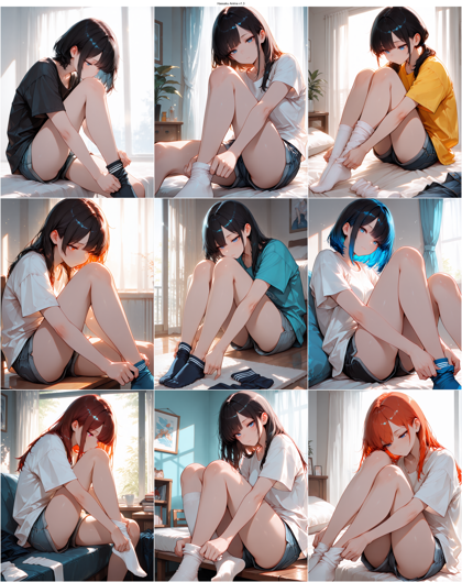 Hassaku Anima v1.3 - 靴下・ストッキングを脱ぐ、脱ぎかけのシーンを表現するプロンプト:画像3