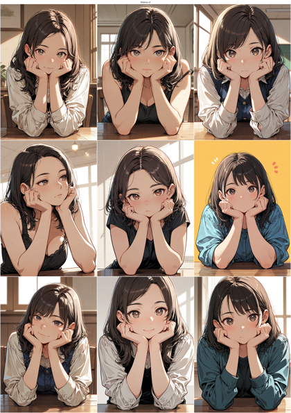 Dinamus v4 - 頬杖をしているキャラクターのプロンプト、画像生成結果:画像5