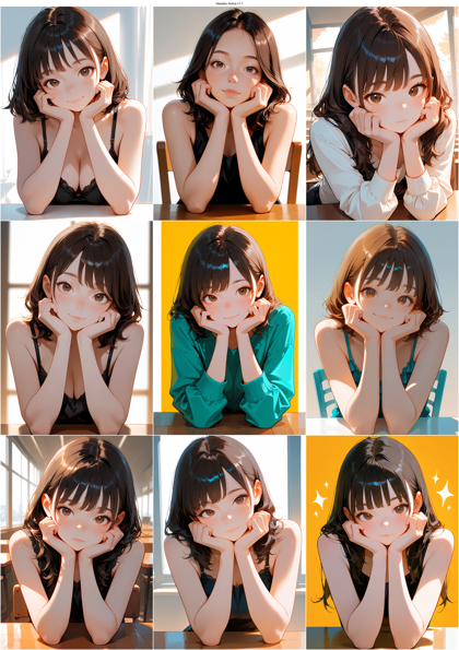 Hassaku Anima v1.1 - 頬杖をしているキャラクターのプロンプト、画像生成結果:画像2