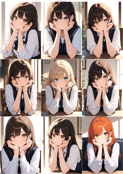 Nova Anime XL v19.0 - 頬杖をしているキャラクターのプロンプト、画像生成結果:画像10