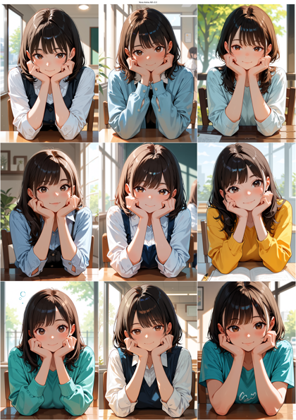 Nova Anime AM v3.0 - 頬杖をしているキャラクターのプロンプト、画像生成結果:画像3