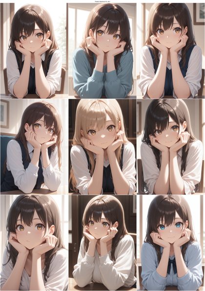 Prefect illustrious XL v8.0 - 頬杖をしているキャラクターのプロンプト、画像生成結果:画像11