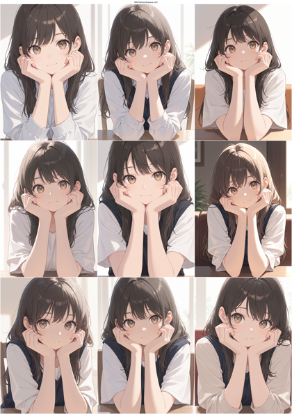 RIN Flanime Illustrious v4.0 - 頬杖をしているキャラクターのプロンプト、画像生成結果:画像12