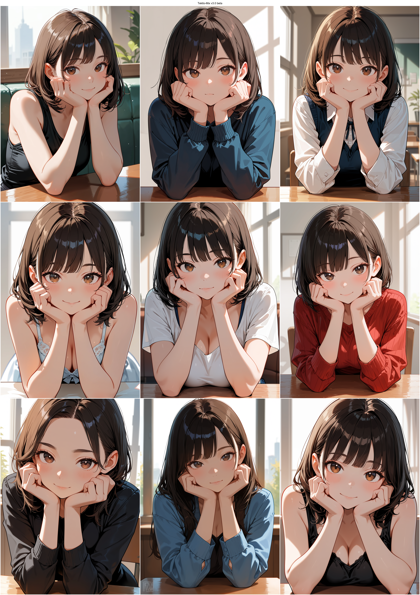 Tekito-Mix v3.0 beta - 頬杖をしているキャラクターのプロンプト、画像生成結果:画像8