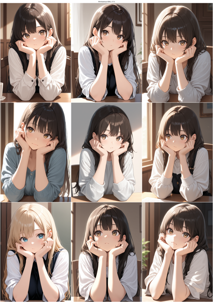 WAI-illustrious-SDXL v17.0 - 頬杖をしているキャラクターのプロンプト、画像生成結果:画像9