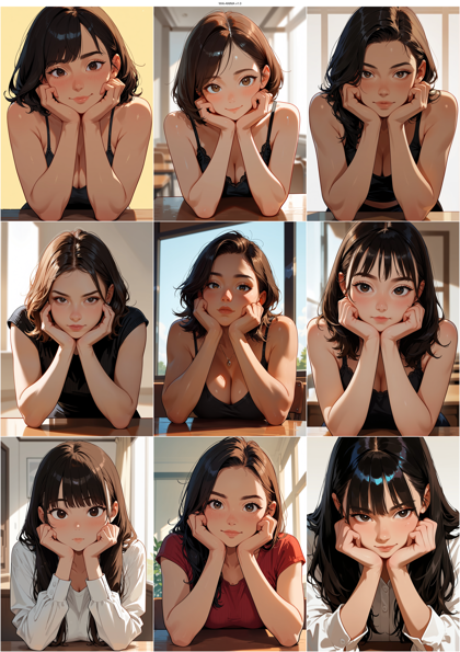 WAI-ANIMA v1.0 - 頬杖をしているキャラクターのプロンプト、画像生成結果:画像4