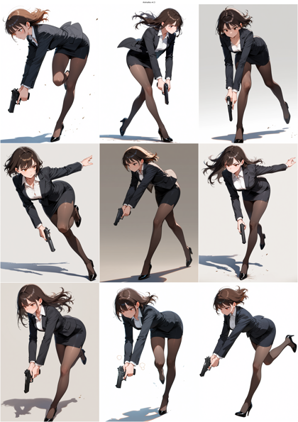 AnimaIka v4.3 - 銃を下に向けて走るポーズを表現するプロンプト、画像生成結果:画像11