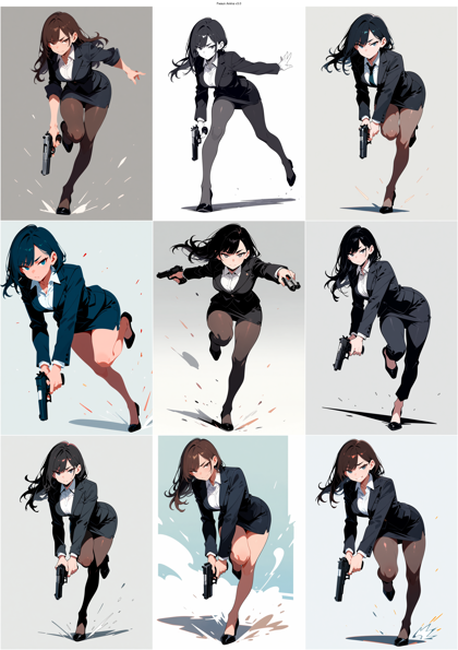 Fwaun Anima v3.0 - 銃を下に向けて走るポーズを表現するプロンプト、画像生成結果:画像16