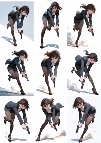 Hassaku Anima v1.1 - 銃を下に向けて走るポーズを表現するプロンプト、画像生成結果:画像10