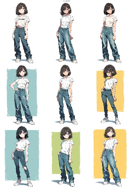 Confound Atelier JetMix - 頭身のやや低いキャラクター(セミデフォルメ)、デフォルメの弱いキャラクター を生成するプロンプト、画像生成結果:画像11
