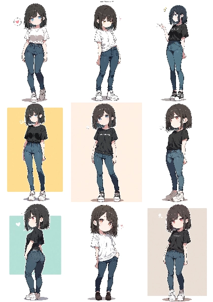 Hakushi Mix Anima v1.0 - 頭身のやや低いキャラクター(セミデフォルメ)、デフォルメの弱いキャラクター を生成するプロンプト、画像生成結果:画像6