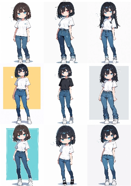 Tekito-Mix v3.21 - 頭身のやや低いキャラクター(セミデフォルメ)、デフォルメの弱いキャラクター を生成するプロンプト、画像生成結果:画像8