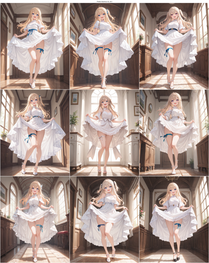 Prefect illustrious XL v8.0 - スカートをたくし上げるポーズのプロンプト、画像生成結果:画像3