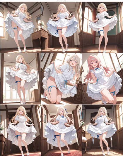 Raehoshi illust XL v10.0 - スカートをたくし上げるポーズのプロンプト、画像生成結果:画像4