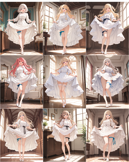 WAI-illustrious-SDXL v17.0 - スカートをたくし上げるポーズのプロンプト、画像生成結果:画像1