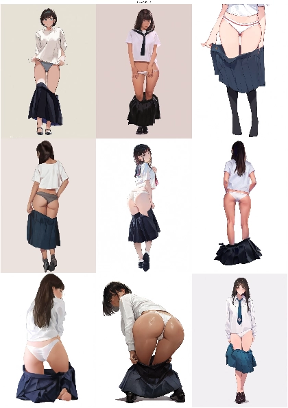 Anima-2.9B v1.0 - スカートを脱ぐ・スカートを下ろしているポーズのプロンプト、画像生成結果:画像1