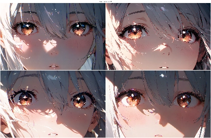 Anima aesthetic-v1.1 - きらきら輝く瞳、ハイライトの強い目を描画するプロンプト、画像生成結果:画像1