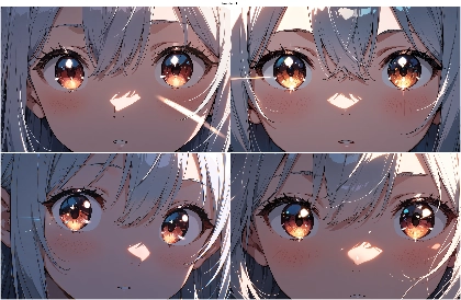 AnimaIka v4.8 - きらきら輝く瞳、ハイライトの強い目を描画するプロンプト、画像生成結果:画像4
