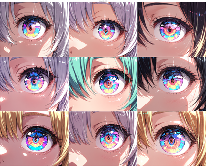 Hakushi Mix v1.41 - きらきら輝く瞳、ハイライトの強い目を描画するプロンプト、画像生成結果:画像11