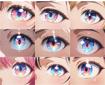 Raehoshi illust XL v9.1 - きらきら輝く瞳、ハイライトの強い目を描画するプロンプト、画像生成結果:画像10