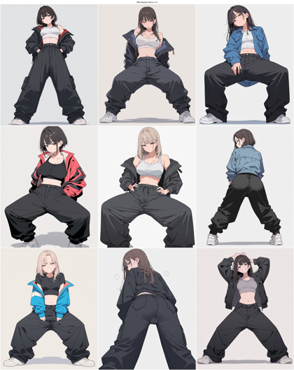 RIN Flanime Anima v1.0 - 足を開くポーズのプロンプト、画像生成結果:画像8
