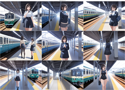 Raehoshi illust XL v10.0 - 駅のホームのシーンのプロンプト、画像生成結果:画像4