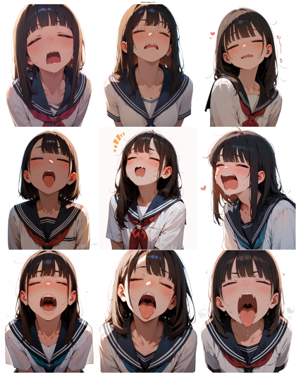 Anima base-v1.0 - 横長の口を表現するプロンプト、画像生成結果:画像1