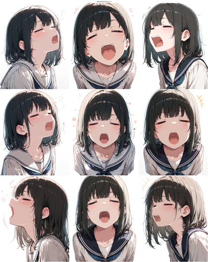 Hakushi Mix Anima v1.0 - 横長の口を表現するプロンプト、画像生成結果:画像11