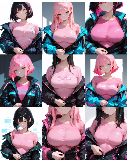 Hassaku Anima v1.3 - ジッパーを下ろす、ボタンを外すしぐさを表現するプロンプト、画像生成結果:画像3