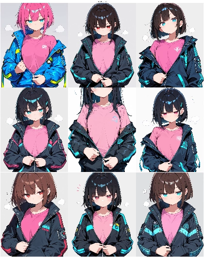 Tekito-Mix v3.21 - ジッパーを下ろす、ボタンを外すしぐさを表現するプロンプト、画像生成結果:画像8