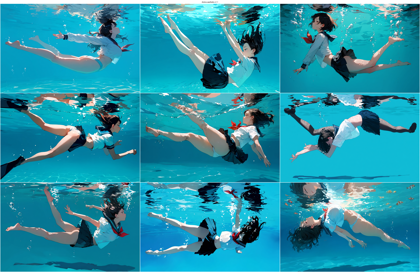 Anima aesthetic-v1.1 - キャラクターが水中に落ちる、水没するシーンを表現するプロンプト、画像生成結果:画像5