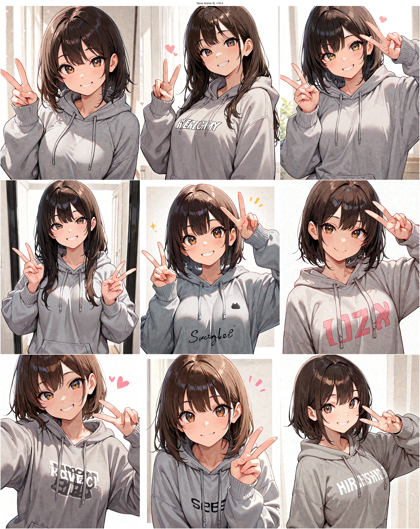 Nova Anime XL v19.0 - ピースのサインを表現するプロンプト、画像生成結果:画像2