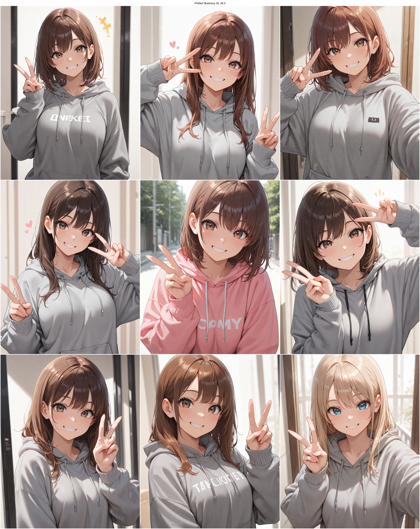 Prefect illustrious XL v8.0 - ピースのサインを表現するプロンプト、画像生成結果:画像3