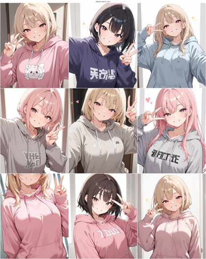 Raehoshi illust XL v10.0 - ピースのサインを表現するプロンプト、画像生成結果:画像4