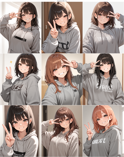 WAI-illustrious-SDXL v17.0 - ピースのサインを表現するプロンプト、画像生成結果:画像1