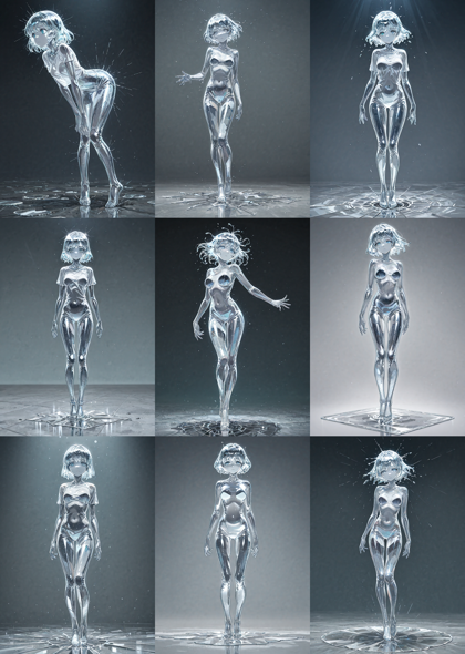 Nova Anime XL v9.0 - ガラス化したキャラクターを表現するプロンプト、画像生成結果:画像3