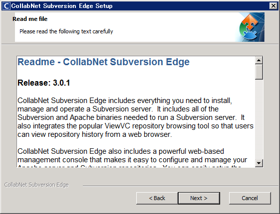 CollabNet Subversion Edge 3.0.1 のインストール:画像3