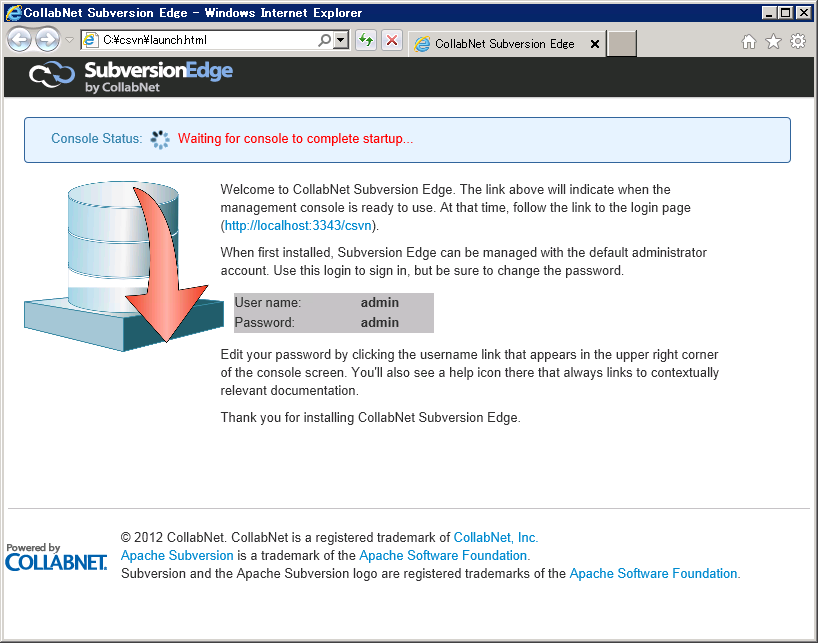 CollabNet Subversion Edge 3.1.0 のインストール:画像13