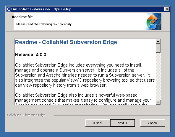 CollabNet Subversion Edge 4.0.0 のインストール:画像5