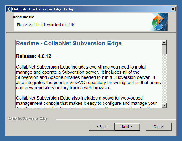 CollabNet Subversion Edge 4.0.12 のインストール:画像2