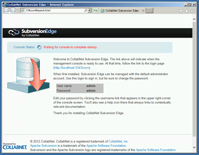 CollabNet Subversion Edge 4.0.12 のインストール:画像10