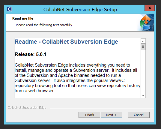 CollabNet Subversion Edge 5.0.1 のインストール:画像3