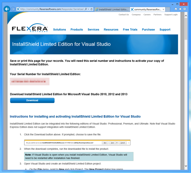 InstallShield 2013 Limited Edition for Visual Studio 2013 の有効化とインストール:画像4
