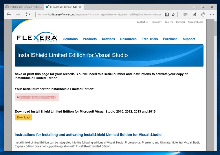 InstallShield 2015 Limited Edition for Visual Studio 2015 の有効化とインストール:画像9