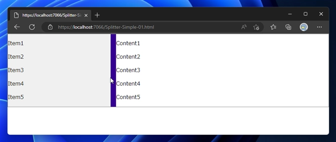 サイドバーの幅をドラッグで変更できるようにする - HTMLページでのスプリッタの作成:画像4