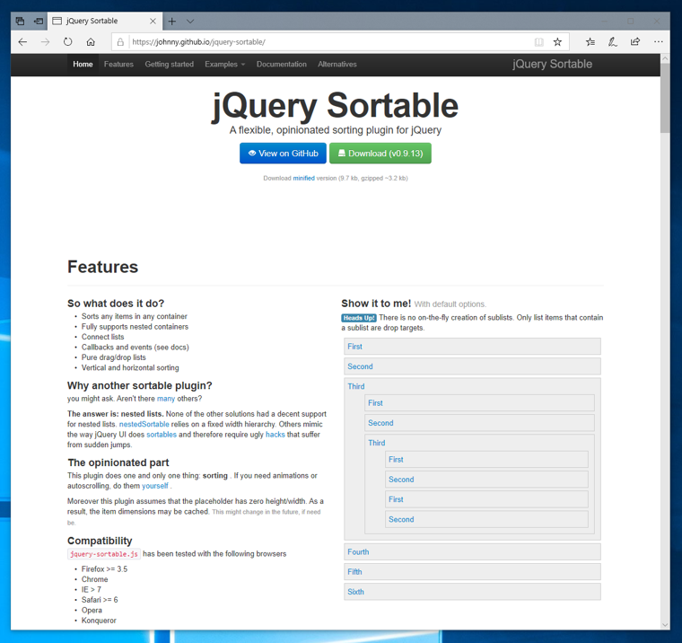 jQuery Sortable のダウンロード:画像1